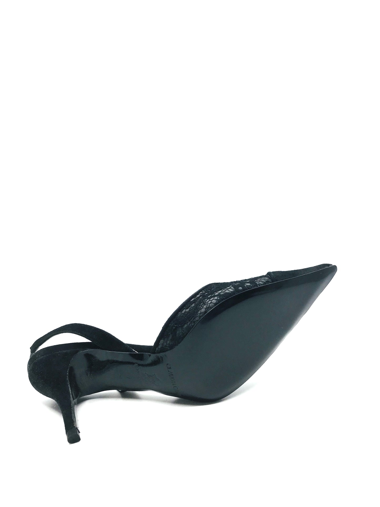 Cinzia Black Suede and Brocade Claudia Ciuti Slingback Pumps