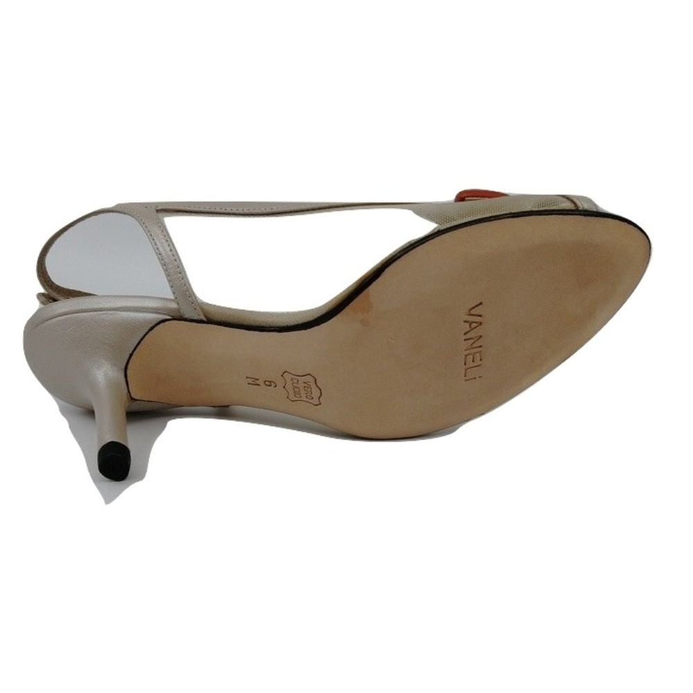 Mayann Beige Mesh and Leather Vaneli Slingback Pumps