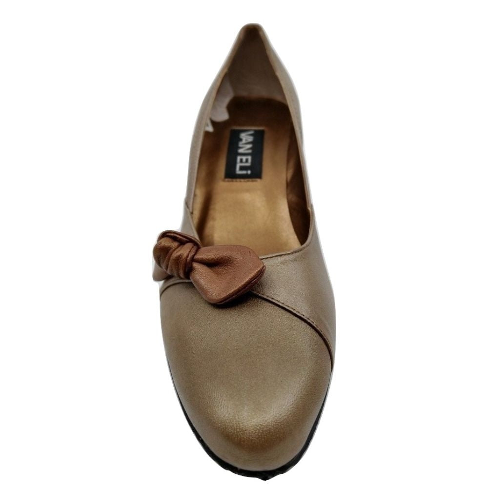 Albury Platino and Bronze Leather Vaneli Wedge Pumps