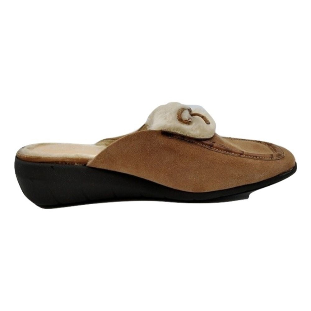Campbell Beige Suede Anne Klein Clogs-Beige-6 M