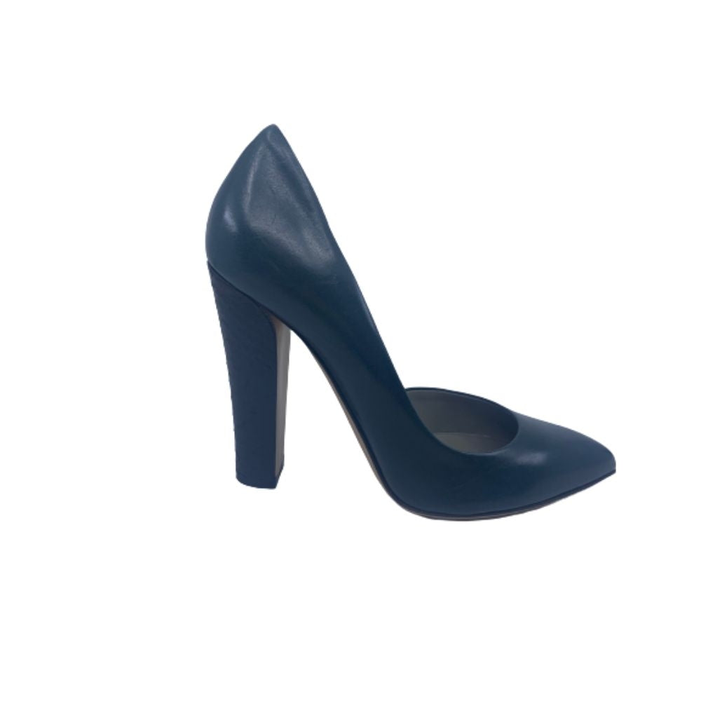 13-38 Teal Leather Reed Krakoff d'Orsay Pumps