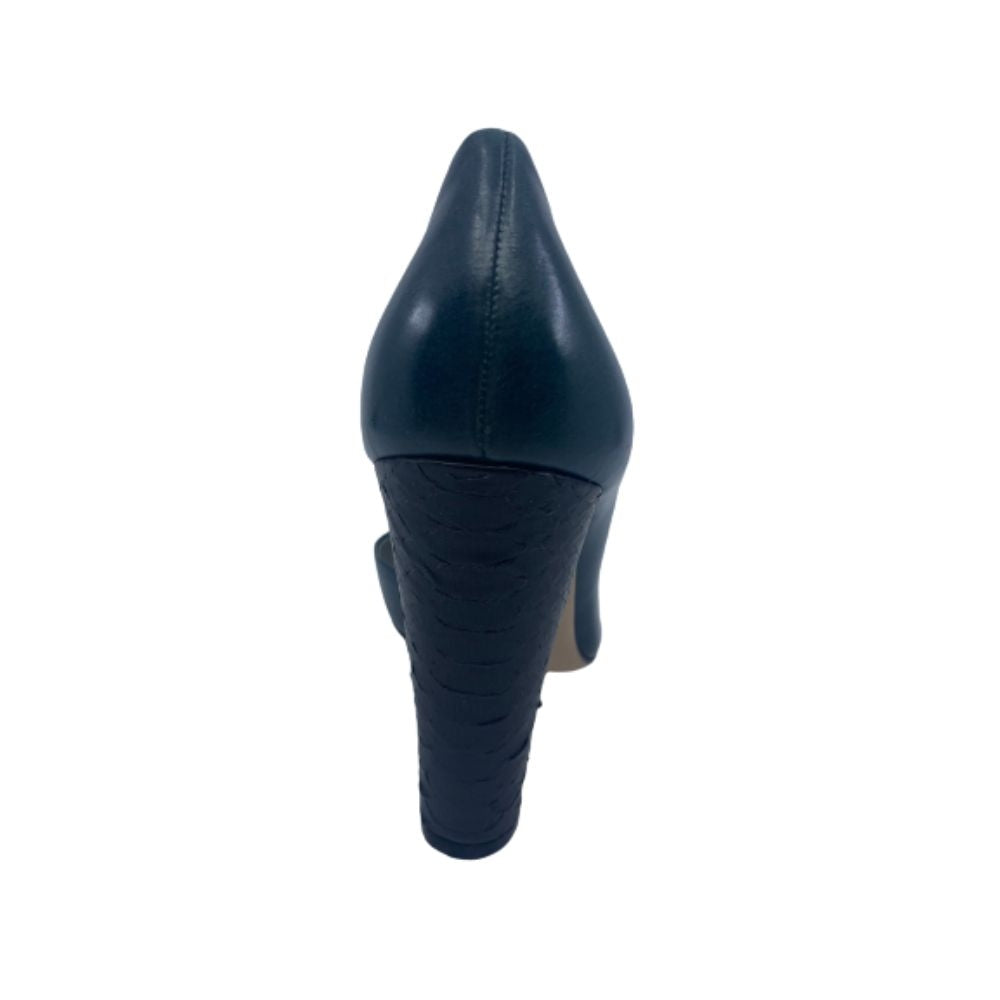 13-38 Teal Leather Reed Krakoff d'Orsay Pumps