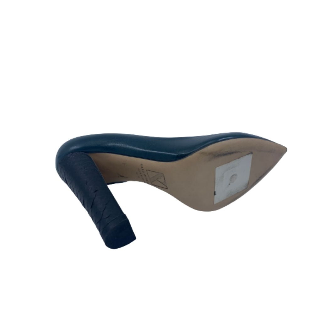 13-38 Teal Leather Reed Krakoff d'Orsay Pumps