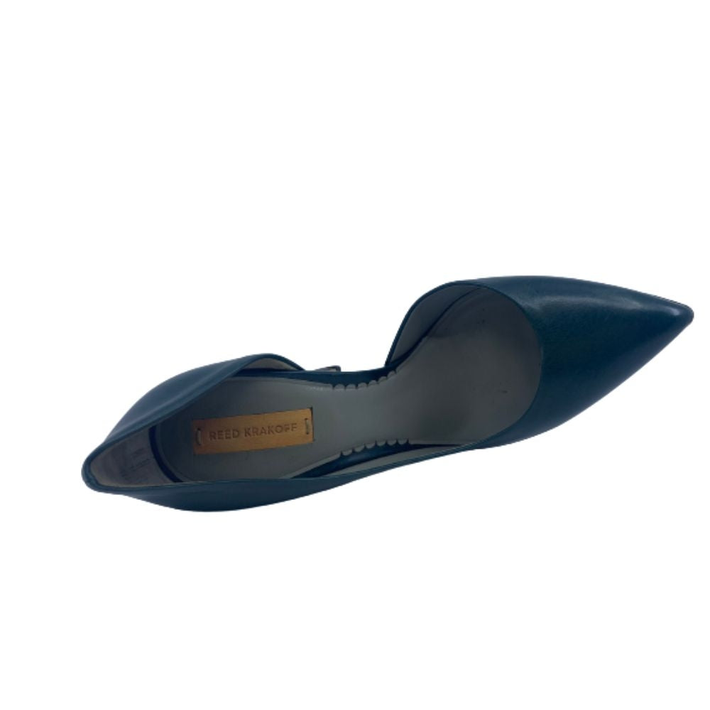 13-38 Teal Leather Reed Krakoff d'Orsay Pumps