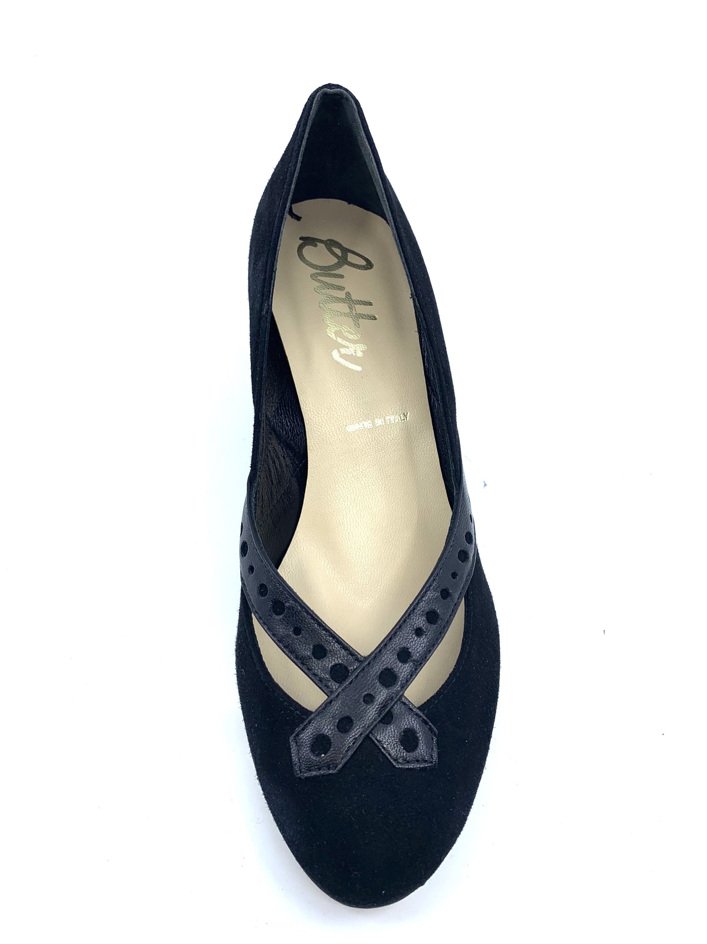 Popular Black Suede Butter Wedge Pumps