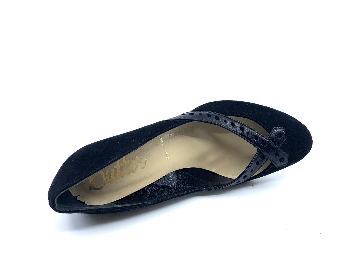 Popular Black Suede Butter Wedge Pumps