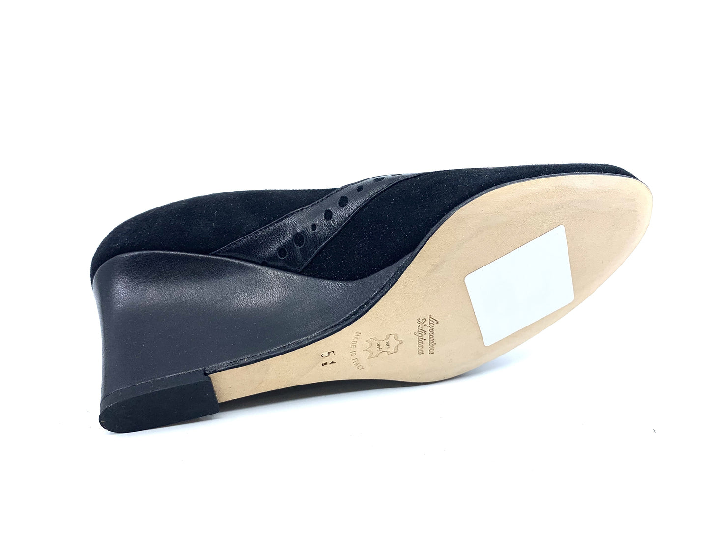 Popular Black Suede Butter Wedge Pumps