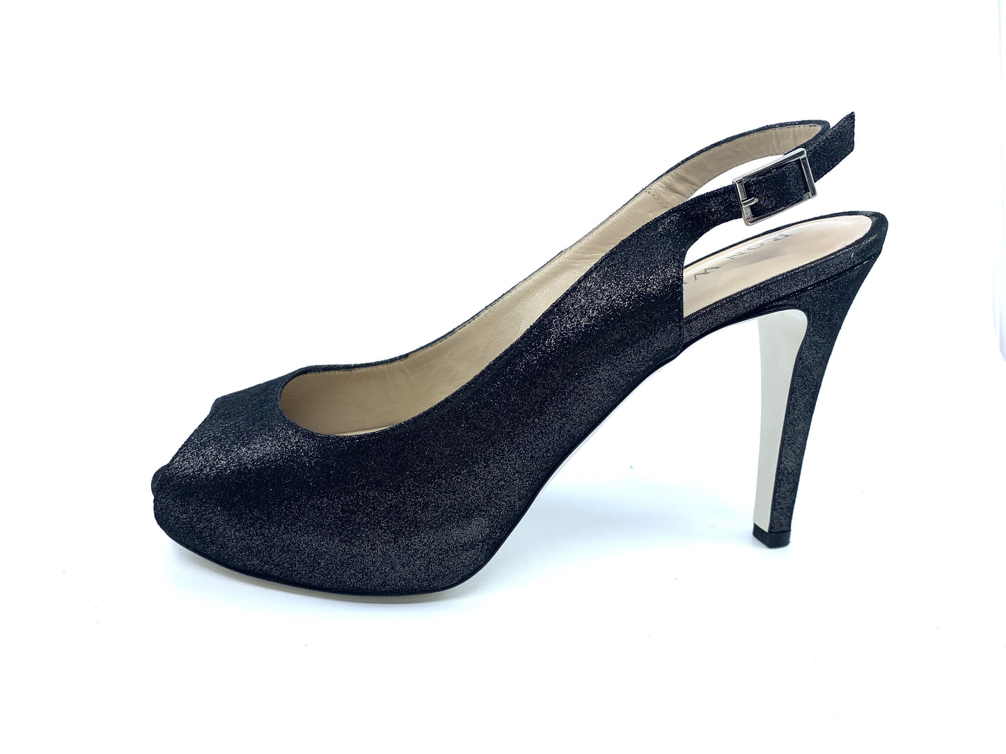 Brooks Onyx Metallic Printed Suede Ron White Slingback Pumps