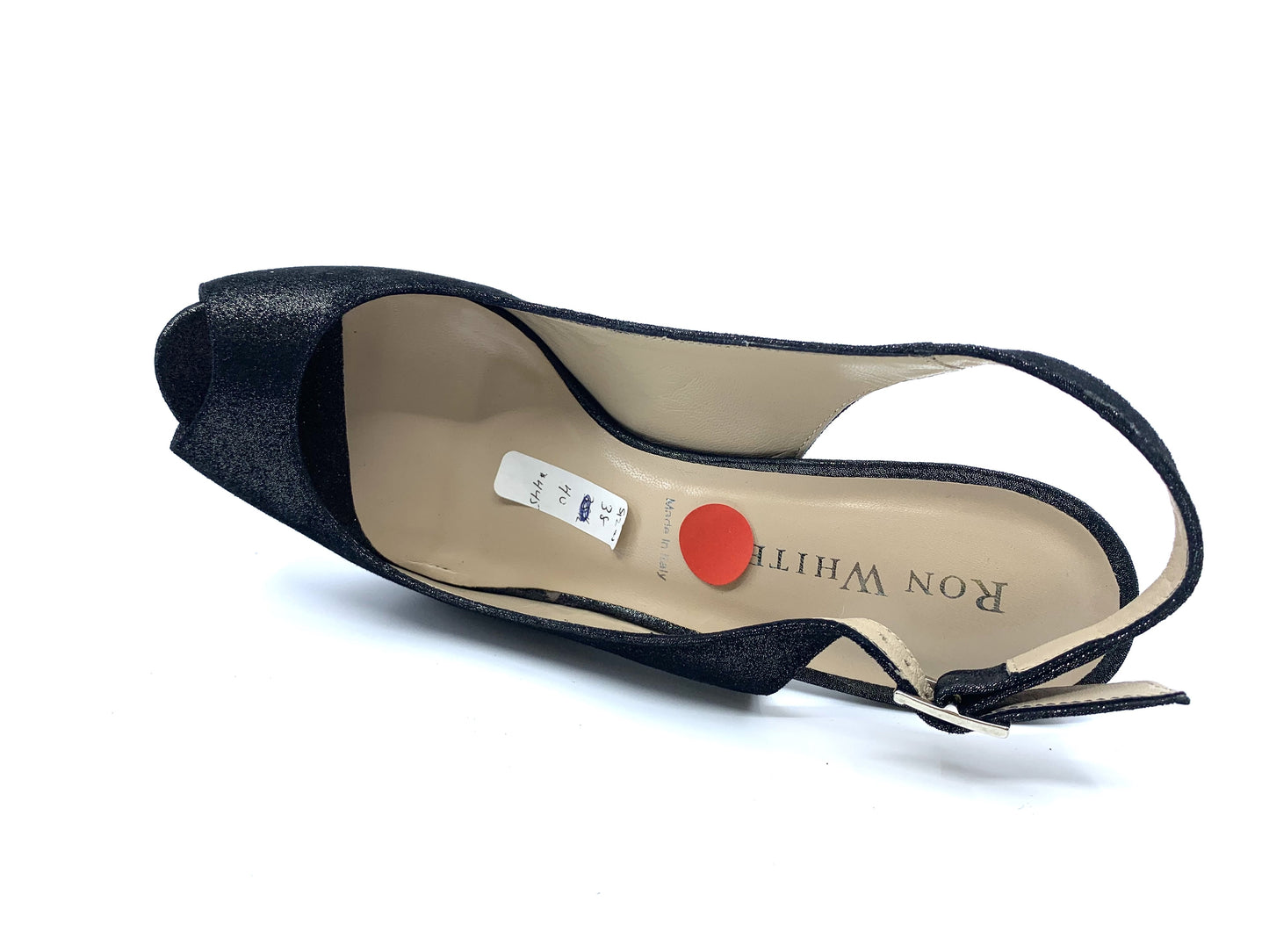 Brooks Onyx Metallic Printed Suede Ron White Slingback Pumps