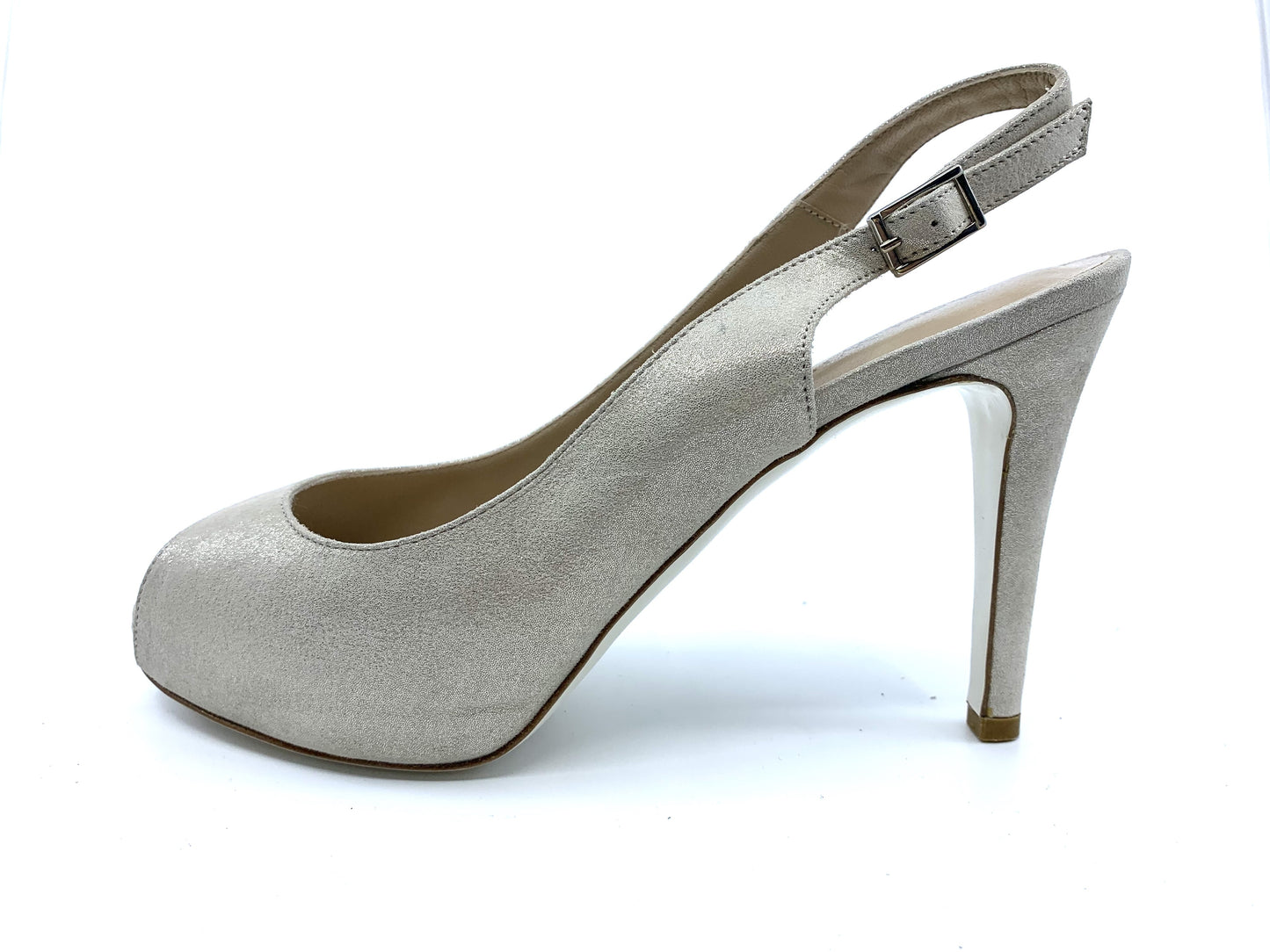 Brooks Nude Metallic Suede Ron White Slingback Pumps