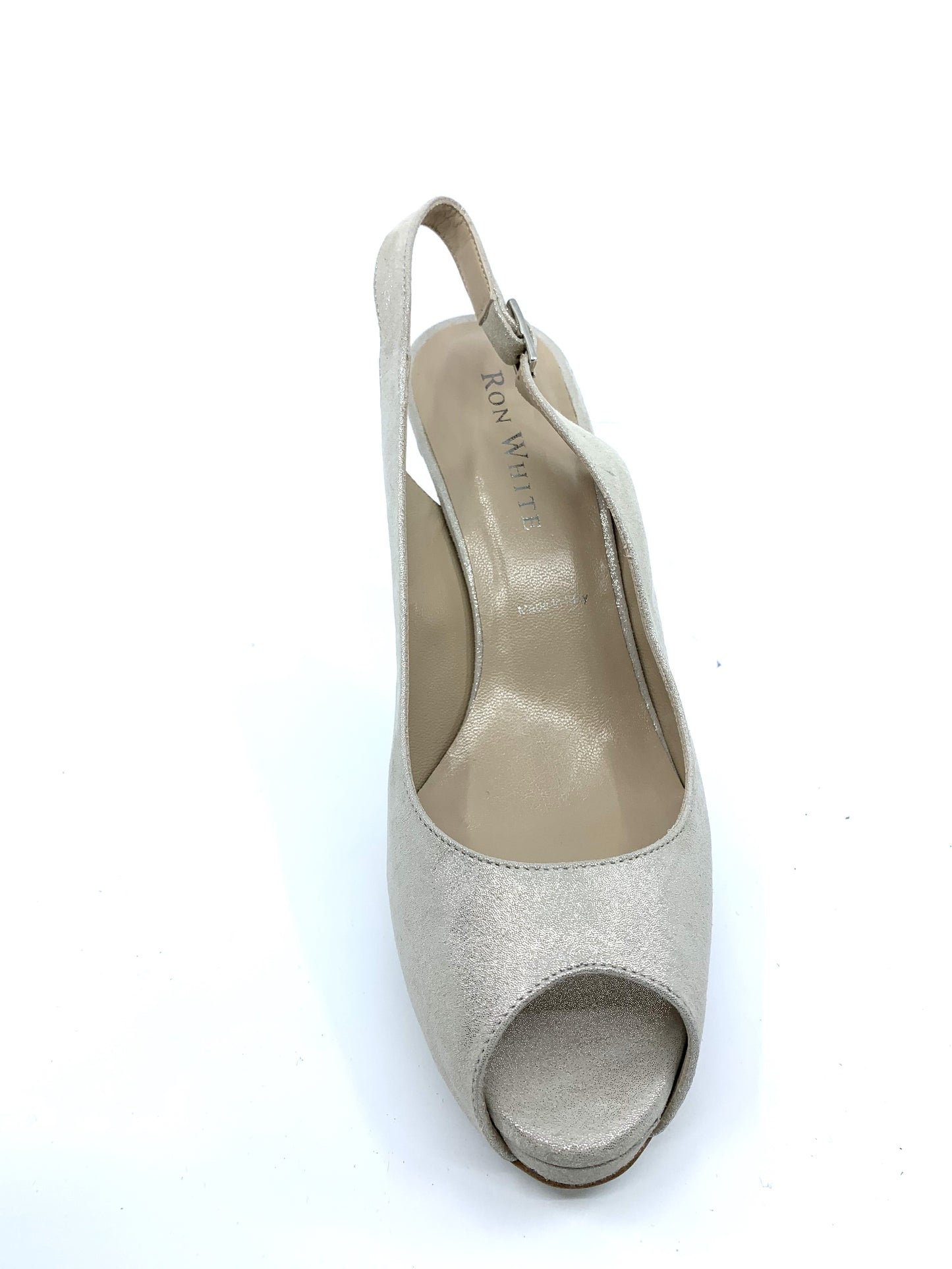 Brooks Nude Metallic Suede Ron White Slingback Pumps
