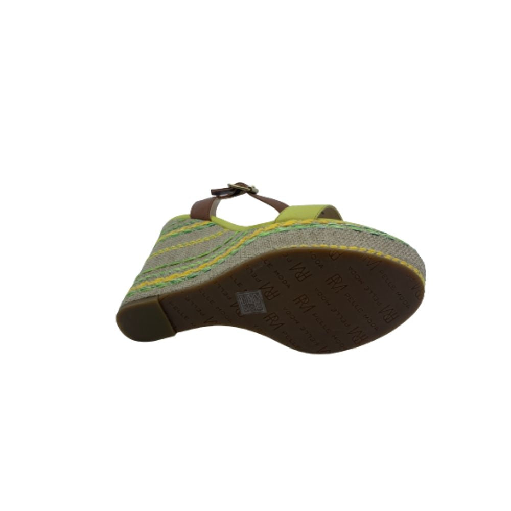 Oates 3 Lemon Tumbled Leather Calf Pelle Moda Wedge Sandals