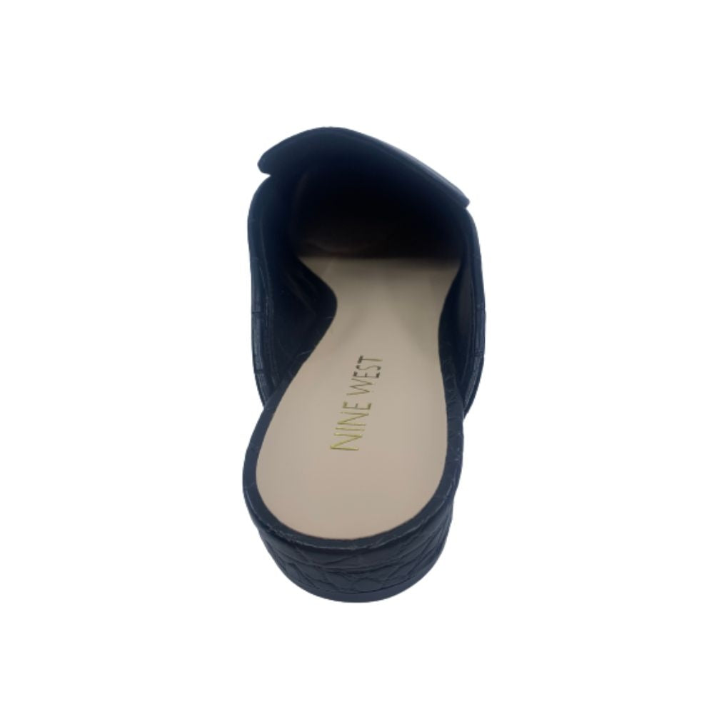 Xceptmeo Black Crocodile Print Nine West Flat Mules
