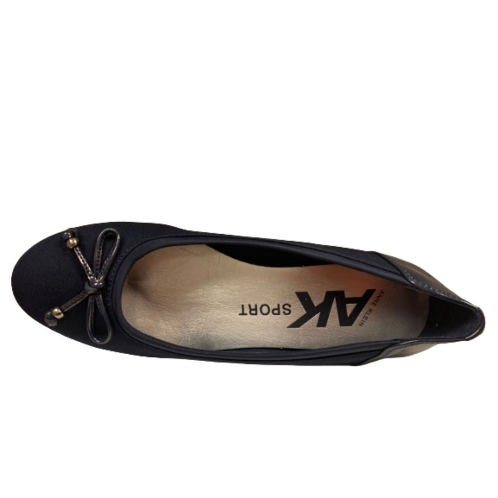 Donata Navy Fabric Anne Klein Wedge Pumps