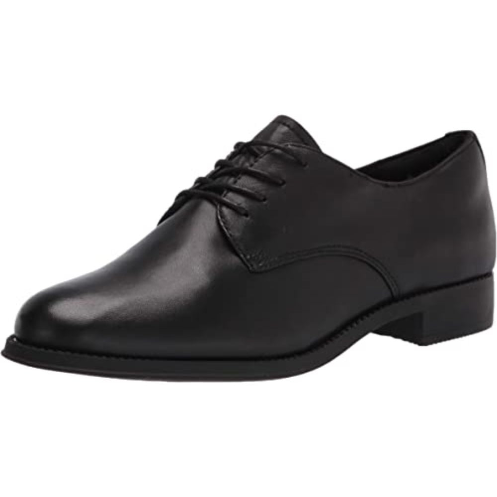 Rania Black Leather Easy Spirit Oxford Flats