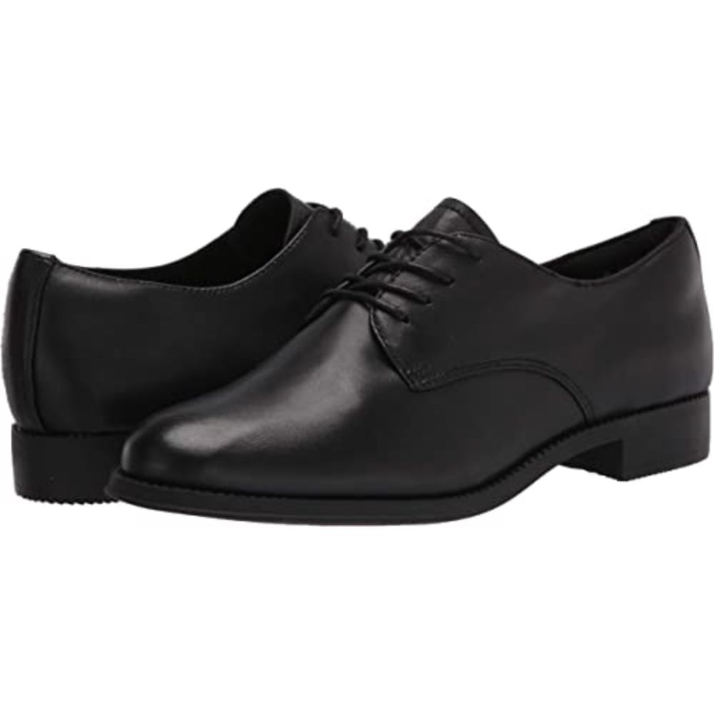 Rania Black Leather Easy Spirit Oxford Flats