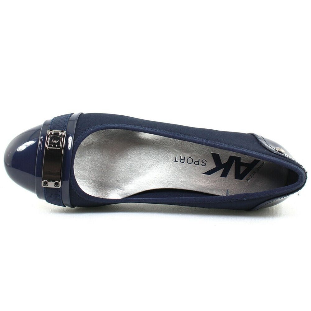 Dalfon Navy Fabric Anne Klein Wedge Pumps
