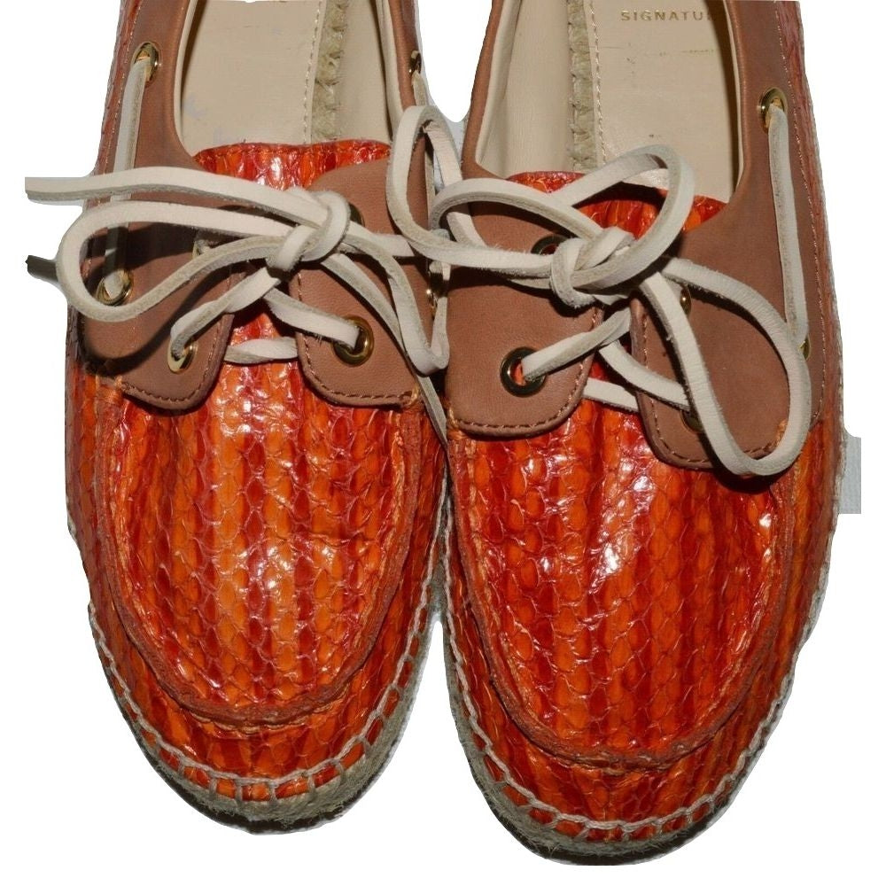Vie Poppy Salmon Orange Leather Vince Camuto Signature Loafer Flats