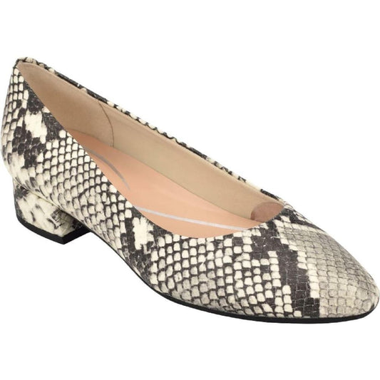 Caldise Ivory Snake Print Leather Easy Spirit Low Heel Pumps