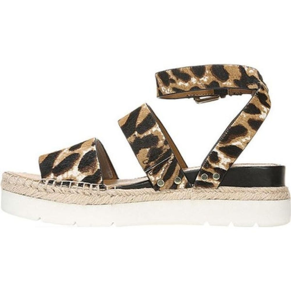 Calvin Molley Leopard Franco Sarto Platform Flat Sandal