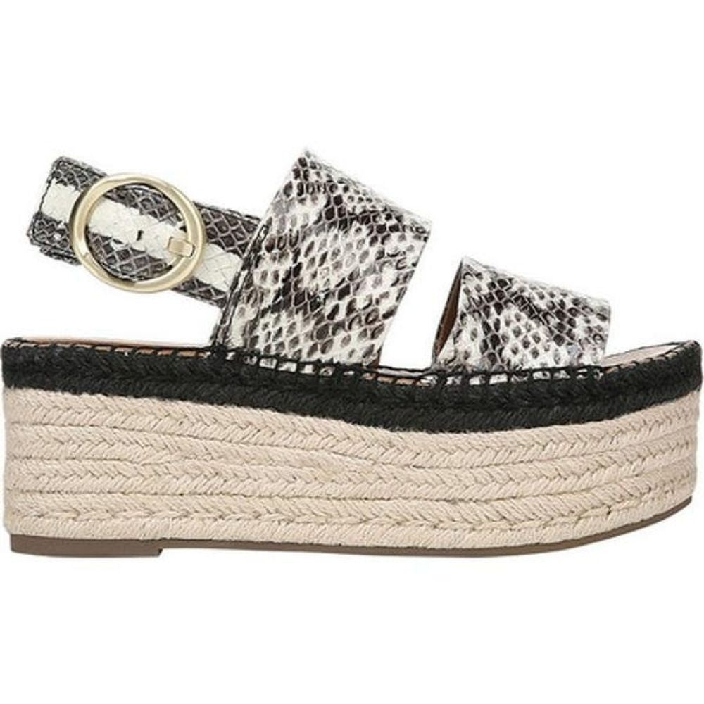 Mariana Black White Snake Franco Sarto Espadrille Platform Sandal