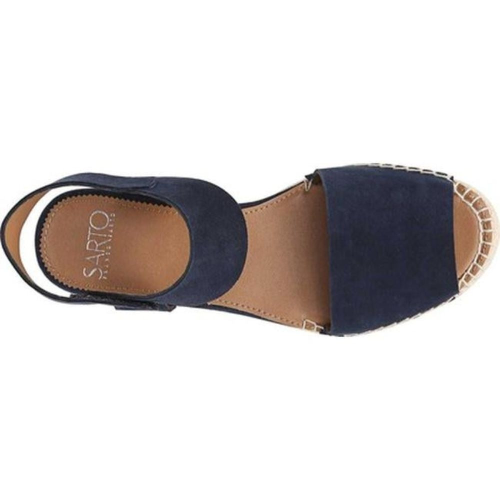 Oak Navy Suede Franco Sarto Platform Wedge Sandals
