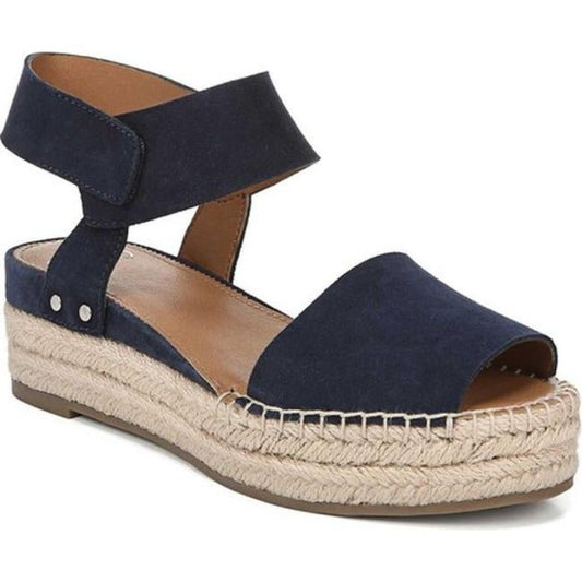 Oak Navy Suede Franco Sarto Platform Wedge Sandals