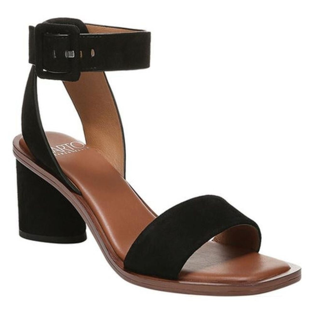 Risa Black Suede Franco Sarto Ankle Strap Sandal