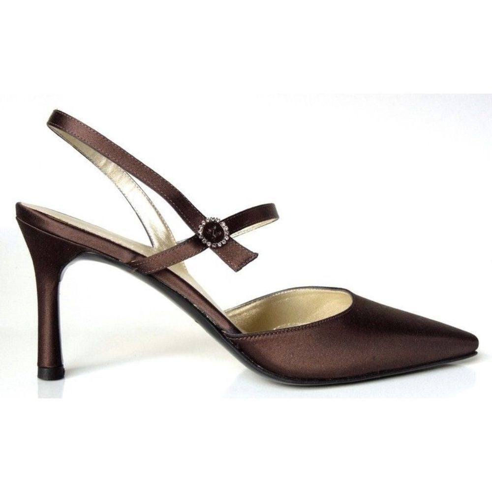 Anika Brown Satin Anne Klein Slingback Pumps
