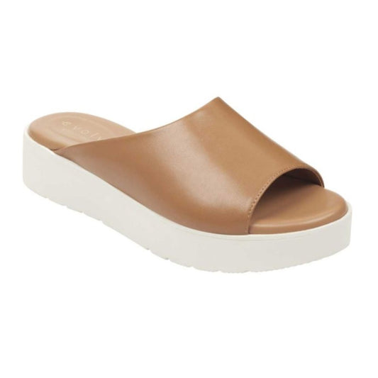 Flora Medium Brown Leather Easy Spirit Slide Sandals