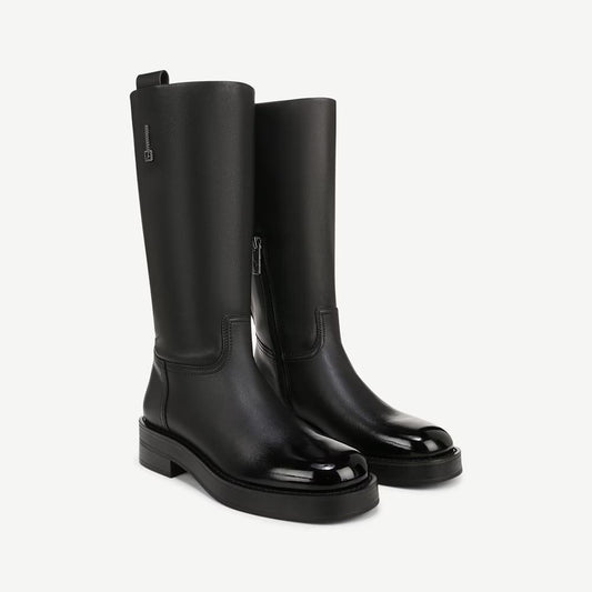 Trevi Black Leather Franco Sarto Mid Calf Boot