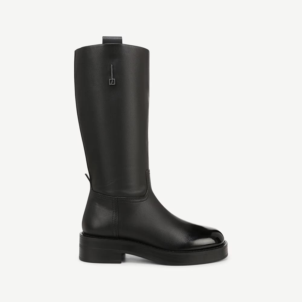 Trevi Black Leather Franco Sarto Mid Calf Boot