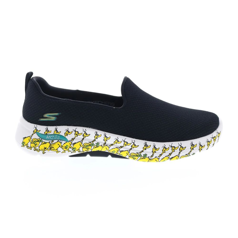 124850 Skechers Go Walk Arch Fit Green Belly Dr. Seuss Womens Black Athletic Shoes