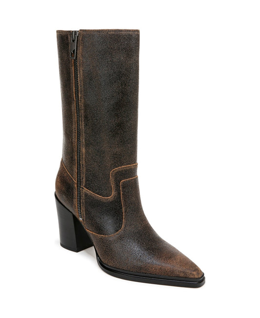 Jaxon Black Tan Distressed Leather Franco Sarto Boots