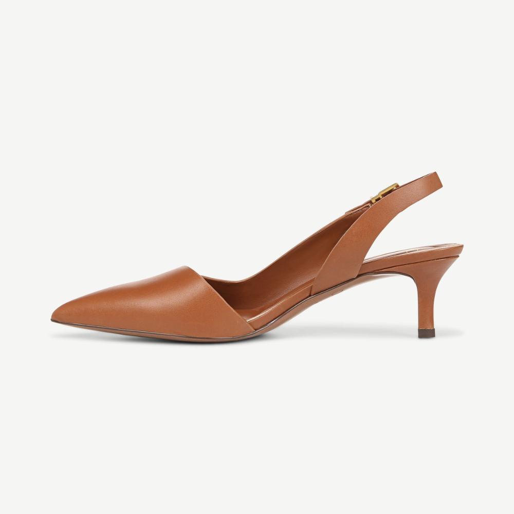 Kimberly Cognac Leather Franco Sarto Slingback Pumps