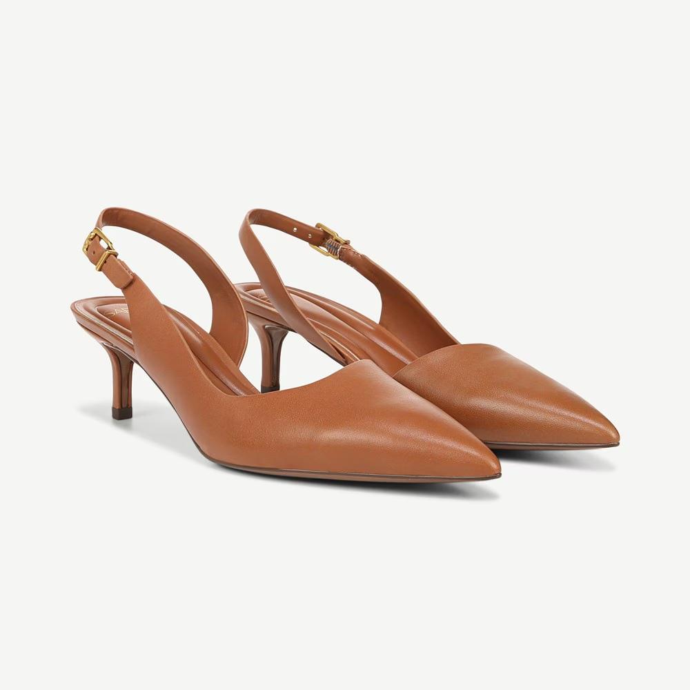 Kimberly Cognac Leather Franco Sarto Slingback Pumps