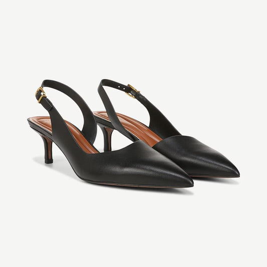 Kimberly Black Leather Franco Sarto Slingback Pumps