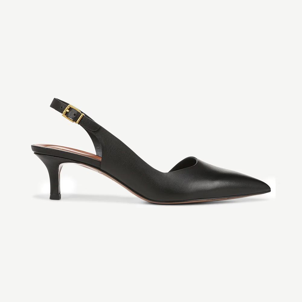Kimberly Black Leather Franco Sarto Slingback Pumps