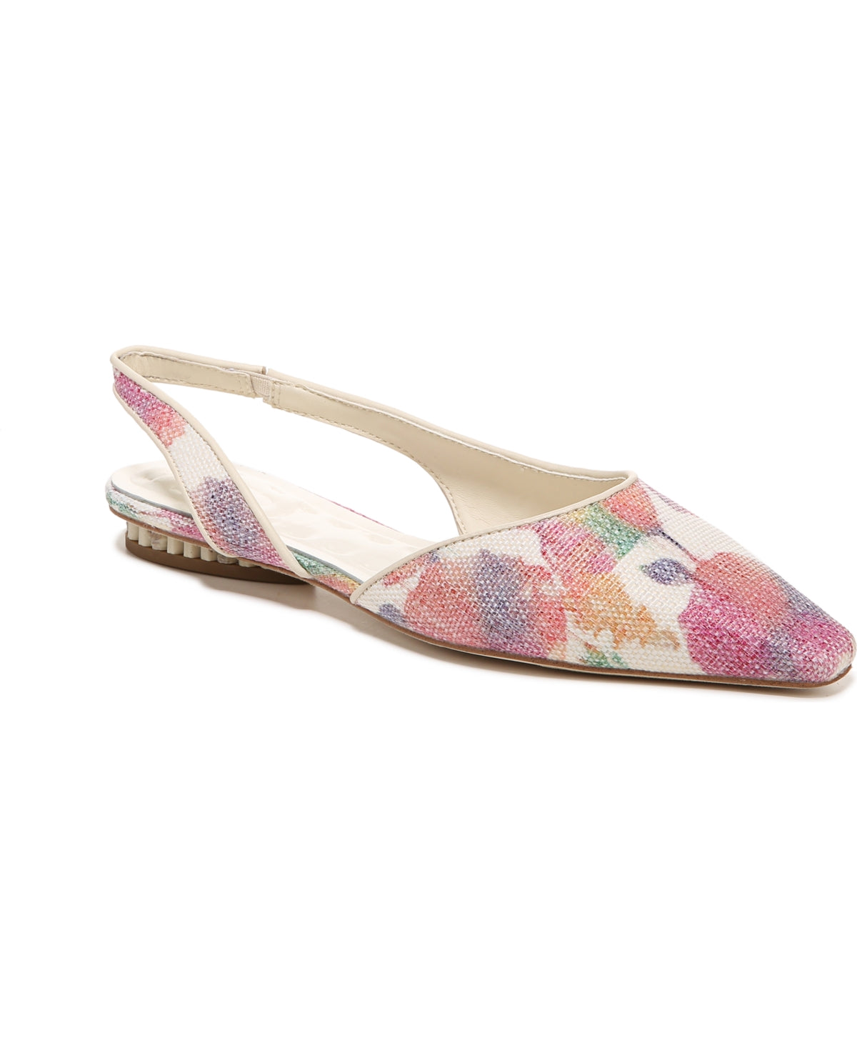 Riva Floral White Fabric Franco Sarto Slingback Flats