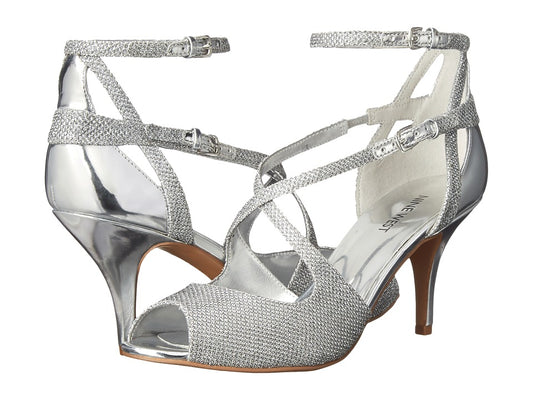 Ovidia Silver Fabric Nine West Sandals