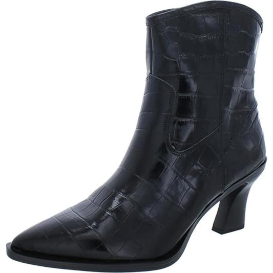 Gwyneth Black Crocodile Franco Sarto Ankle Boots