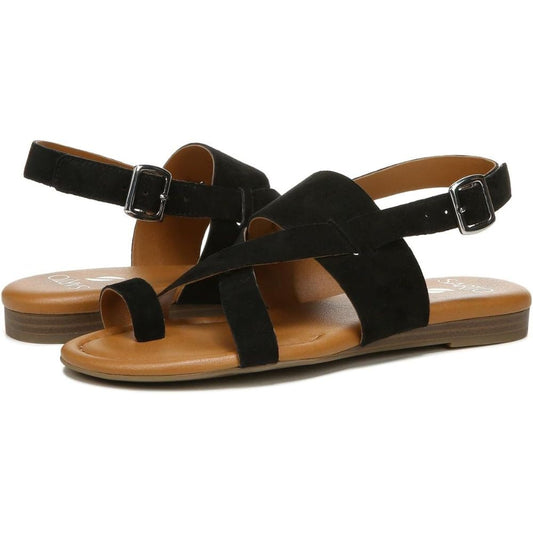 Gia Black Suede Franco Sarto Flat Sandals