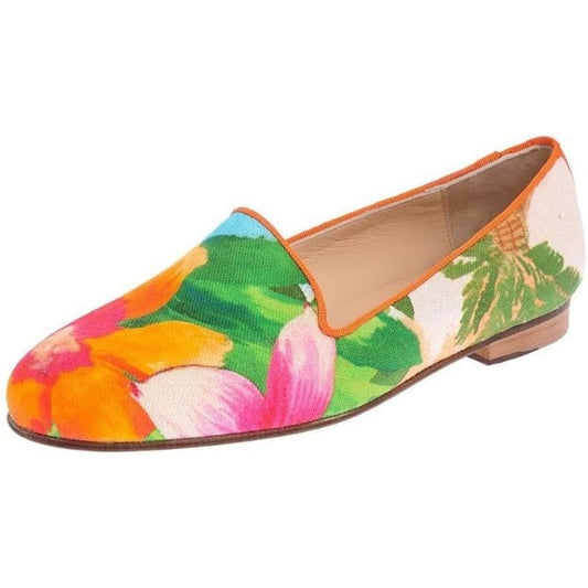 Gatsby Floral Multi Linen Jon Josef Loafer Flats