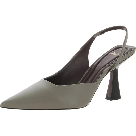 Arina Grey Leather Franco Sarto Slingback Pumps