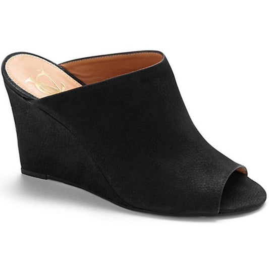 Colette Black Suede Vince Camuto Signature Wedge Clogs