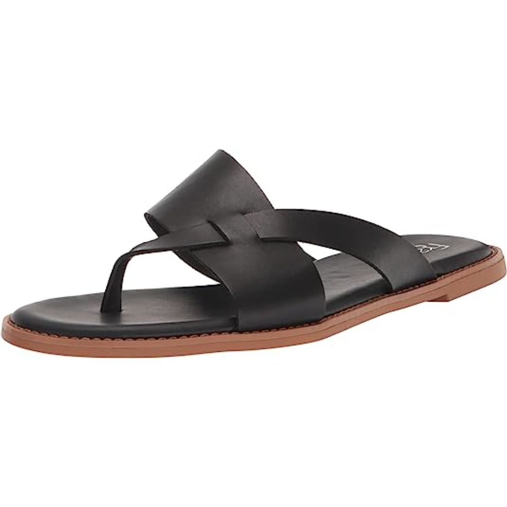 Jenice Black Leather Franco Sarto Slide Sandals
