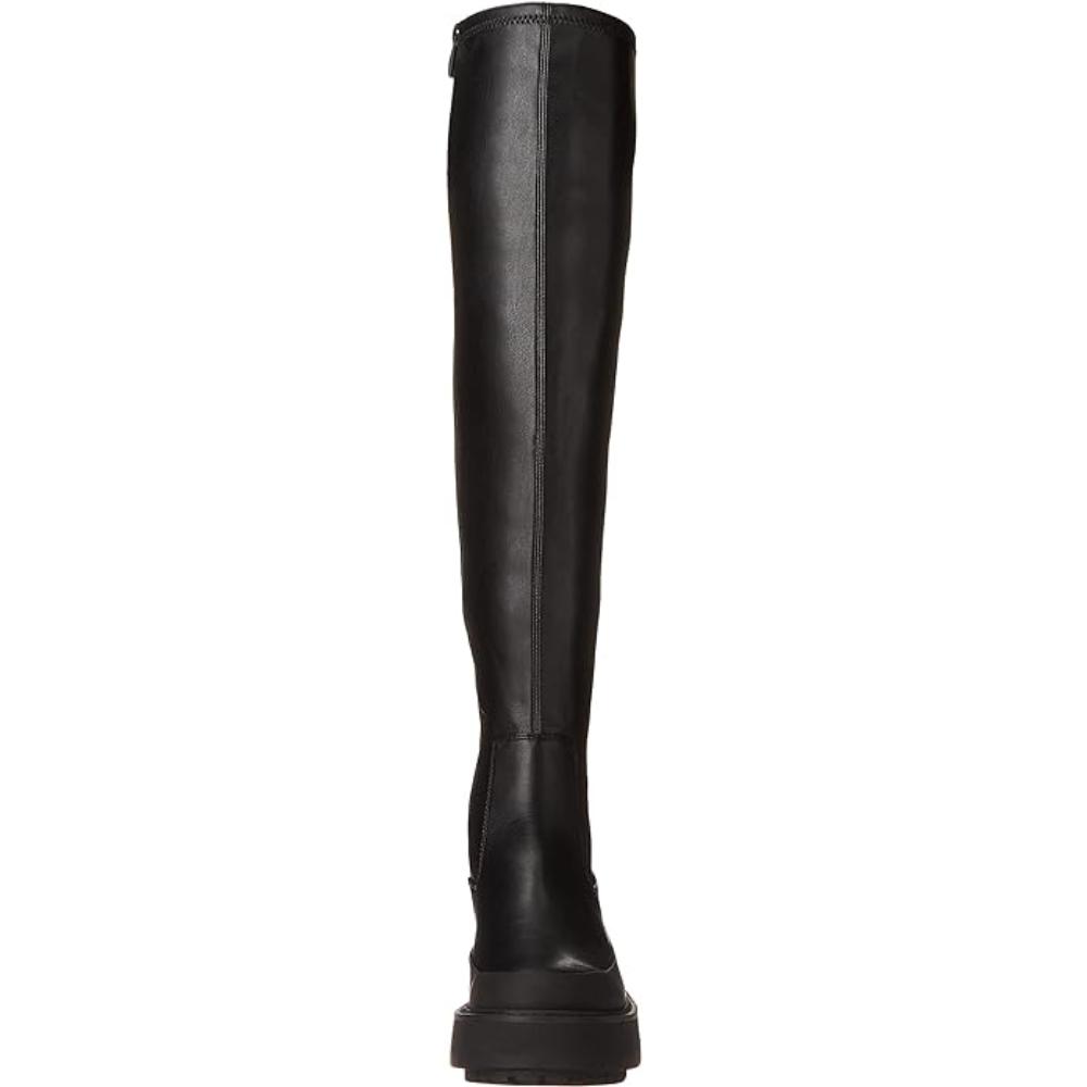 Janna Black Smooth Faux Leather Wide Calf Franco Sarto Boots