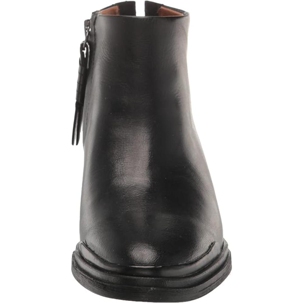 Nemi Black Leather Franco Sarto Ankle Boots