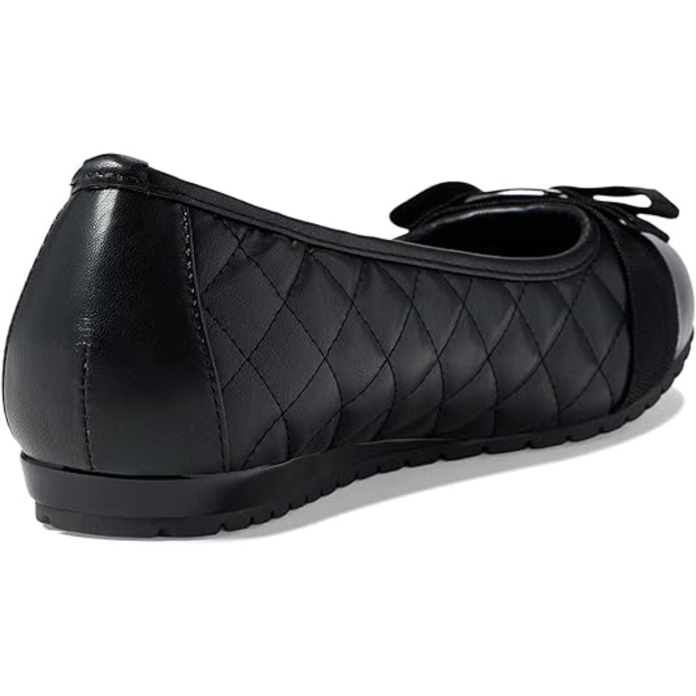 Gianna Black Quilted Leather Anne Klein Ballet Flats