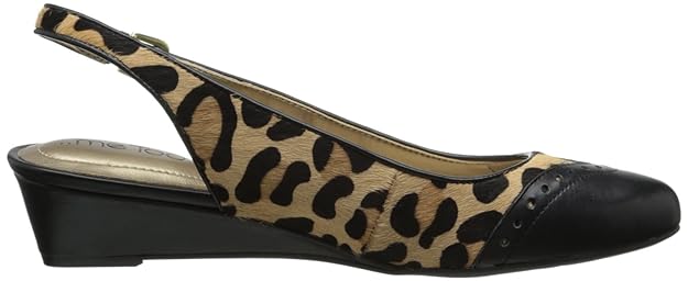 Me Too Women's Harper 9 Black Leather Wedge Pump